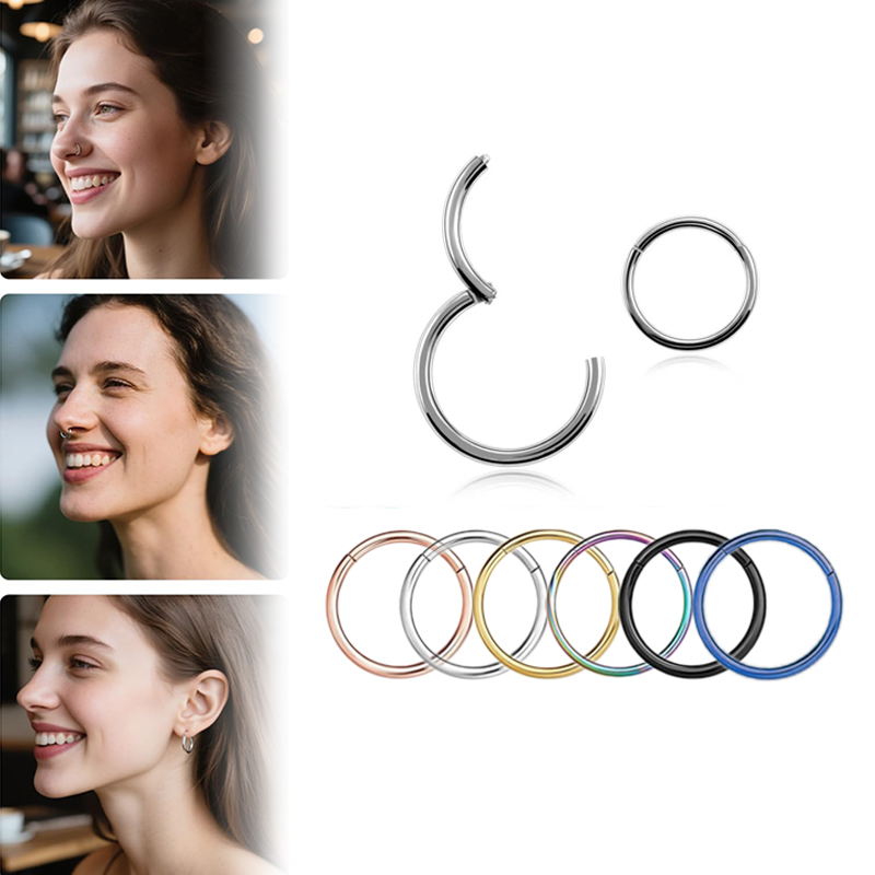 Body Jewelry Septum - 16G 316L Surgical Steel Hinged Clicker