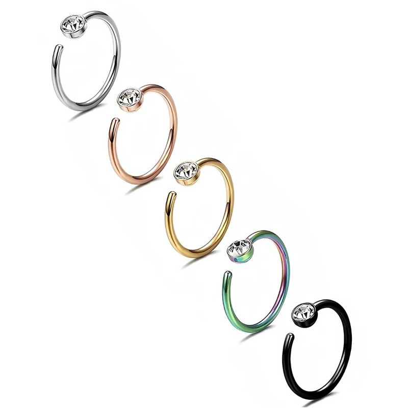 Body Jewelry Cartilage Earrings - 5pcs 18G Nose Rings C-Shaped Nose