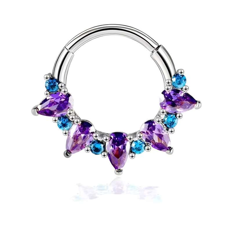 Body Jewelry Septum - Cubic Zirconia Purple Nose Rings for