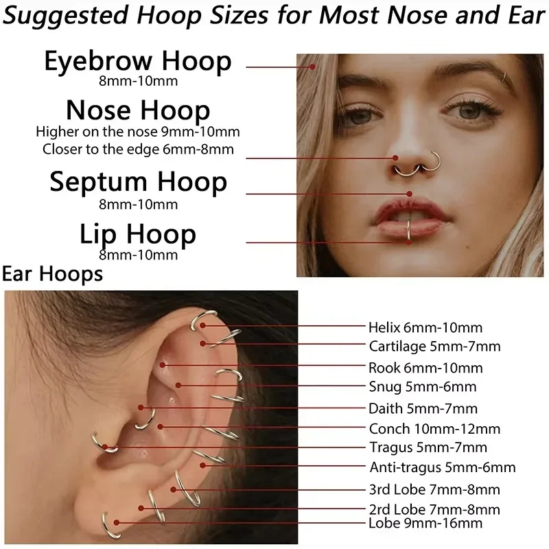 6PCS 20G Stainless Steel Huggi - огляд і ціна Body Jewelry Cartilage Earrings