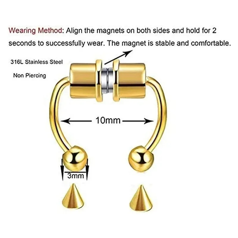 1/2/3Pcs Fake Magnetic Nose Ri - огляд і ціна Body Jewelry Septum