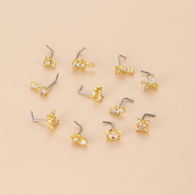 20G L-Shaped Cubic Zircon Nose - огляд і ціна Body Jewelry Septum
