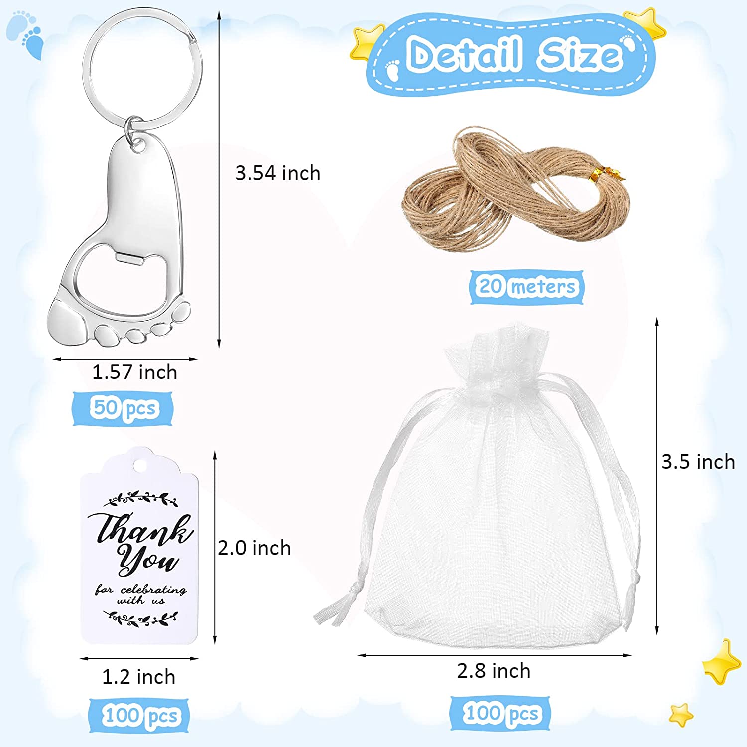 50-Piece Baby Footprint Key Ch - огляд і ціна Body Jewelry Back
