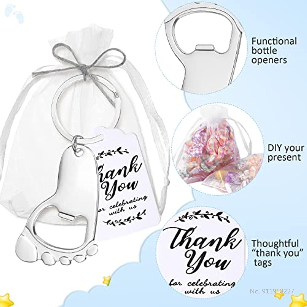 50-Piece Baby Footprint Key Ch - огляд і ціна Body Jewelry Back