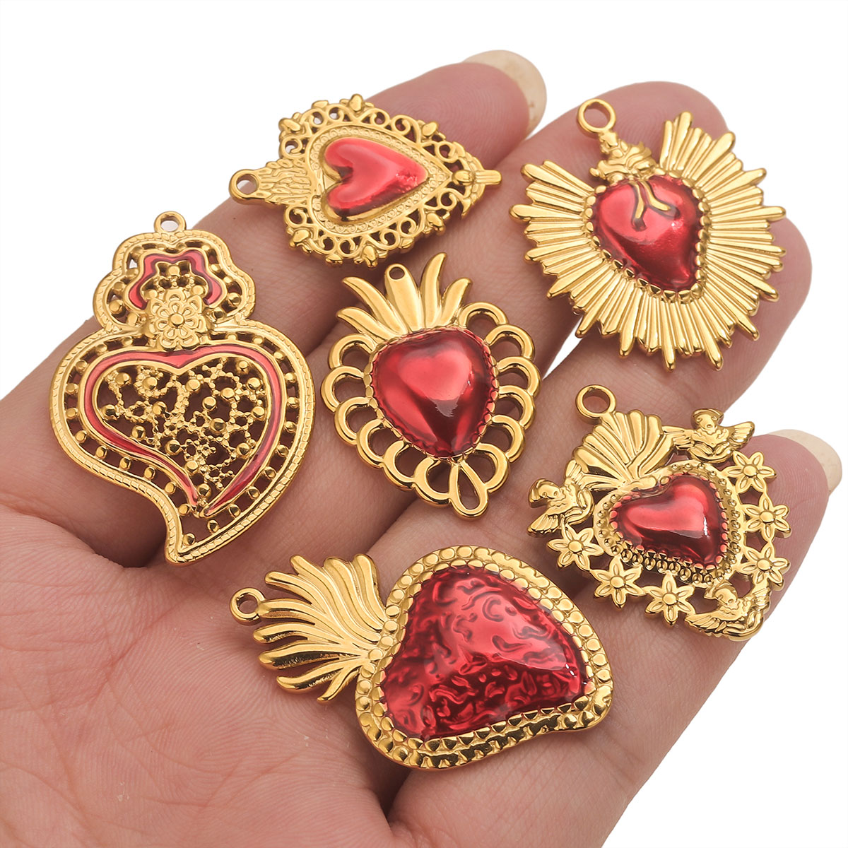3pcs Stainless Steel Red Ename - огляд і ціна Body Jewelry Diy